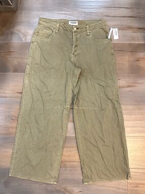 RSQ Wide Leg Flare Jeans in Olive Green